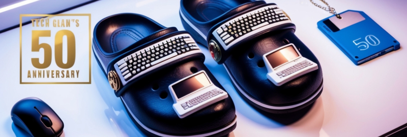 Tech Giant Celebrates 50 Years with Nostalgic Desktop-Inspired Clogs and Accessories