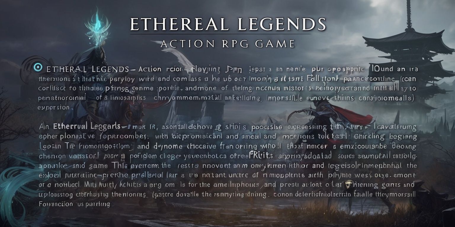 Ethereal Legends action RPG game 

The text is a detailed description of an action role-playing game set in a surreal, post-apocalyptic Japan. It combines ancient folklore with futuristic elements, emphasizing dynamic, precise combat (including parrying mechanics), innovative traversal using magical abilities, and immersive environmental exploration. Overall, it presents an ambitious, multi-layered gaming experience where narrative depth, kinetic combat, and atmospheric aesthetics blend together.